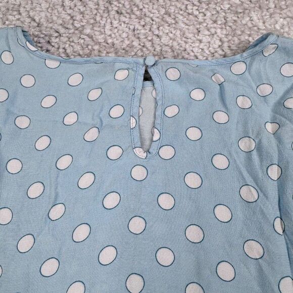 Boden Blue Polkadot Blouse Ruffle Sleeve - Picture 4 of 6
